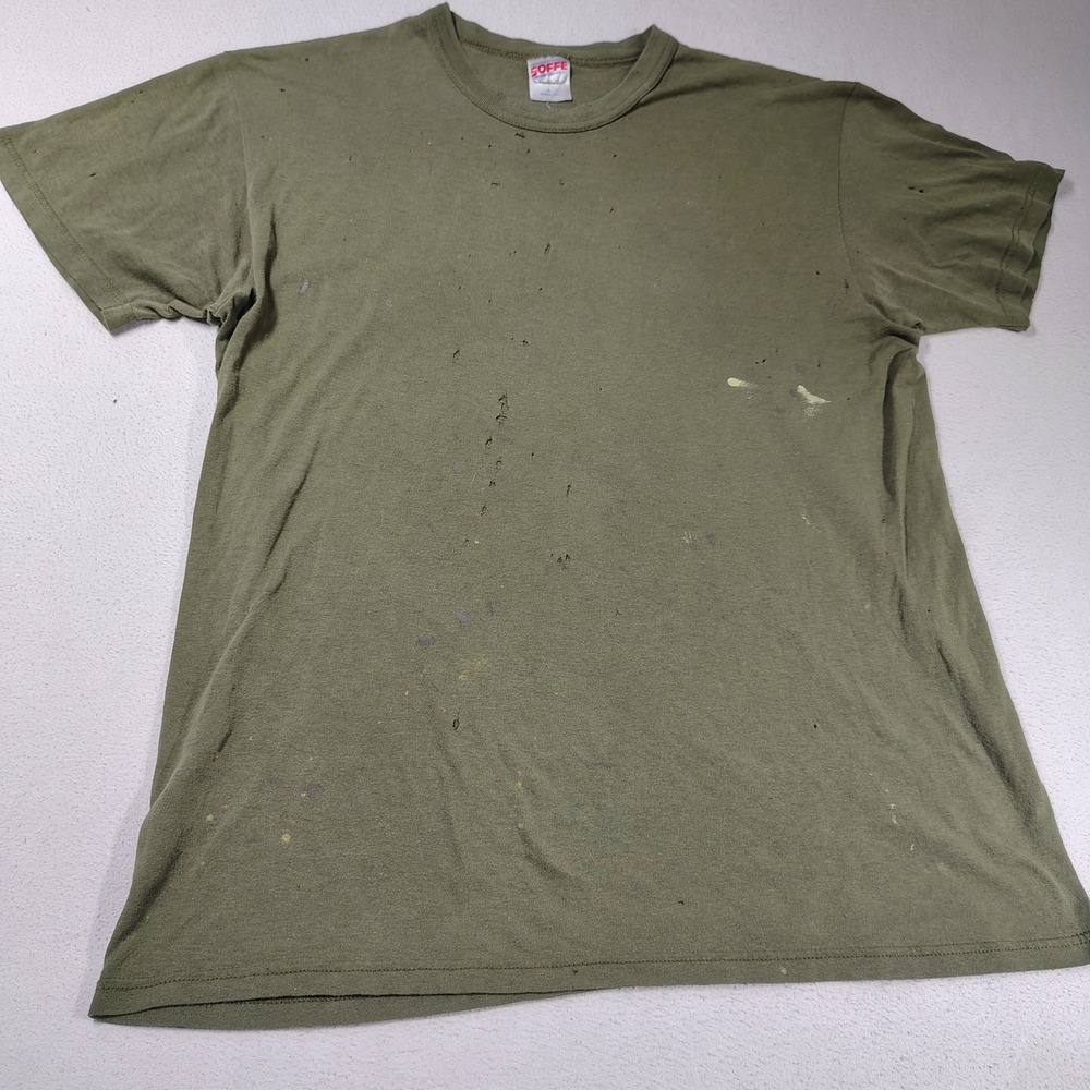 Vintage Soffe T-Shirt Mens L Green Cotton Poly Thrashed Distressed Made in USA